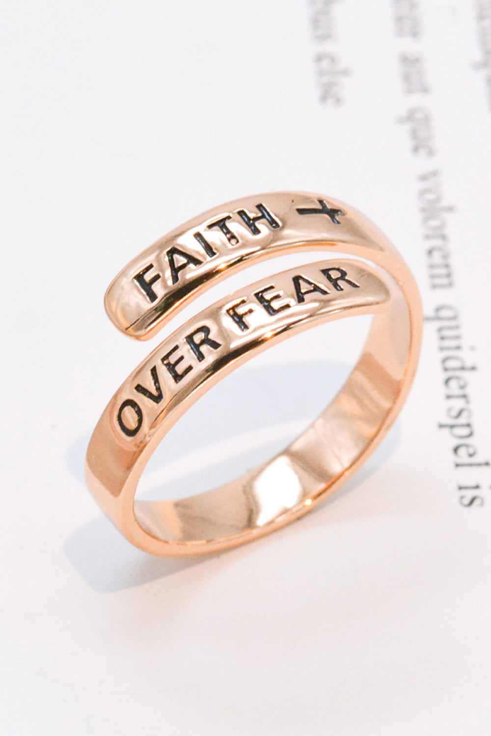 925 Sterling Silver FAITH OVER FEAR Bypass Ring