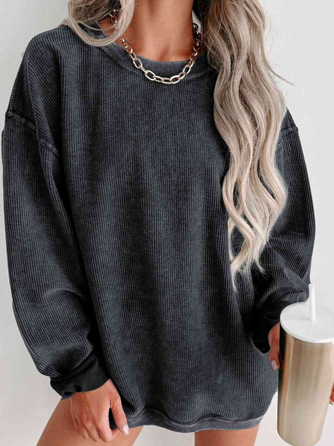 Round Neck Dropped Shoulder Sweatshirt