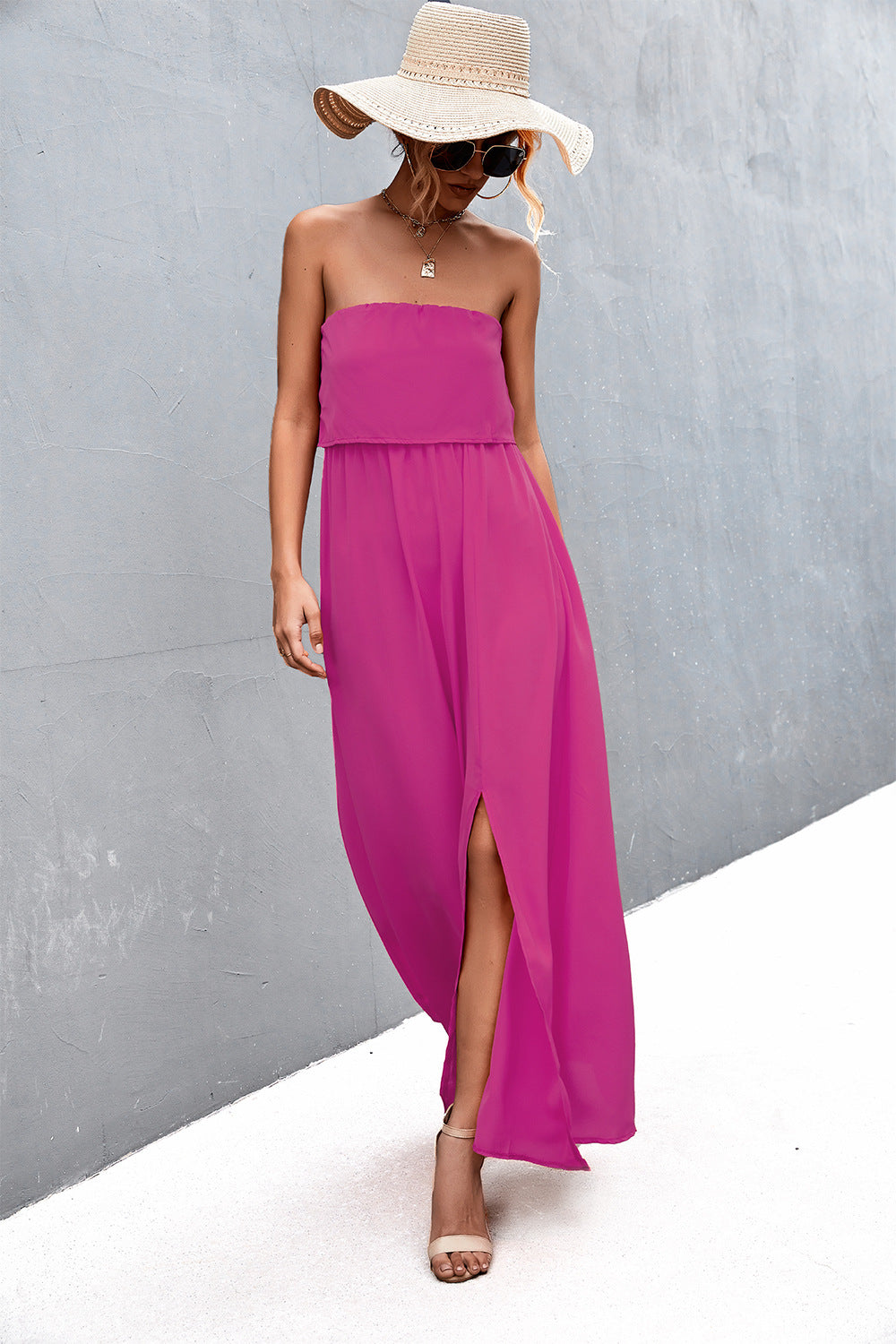 Strapless Split Maxi Dress